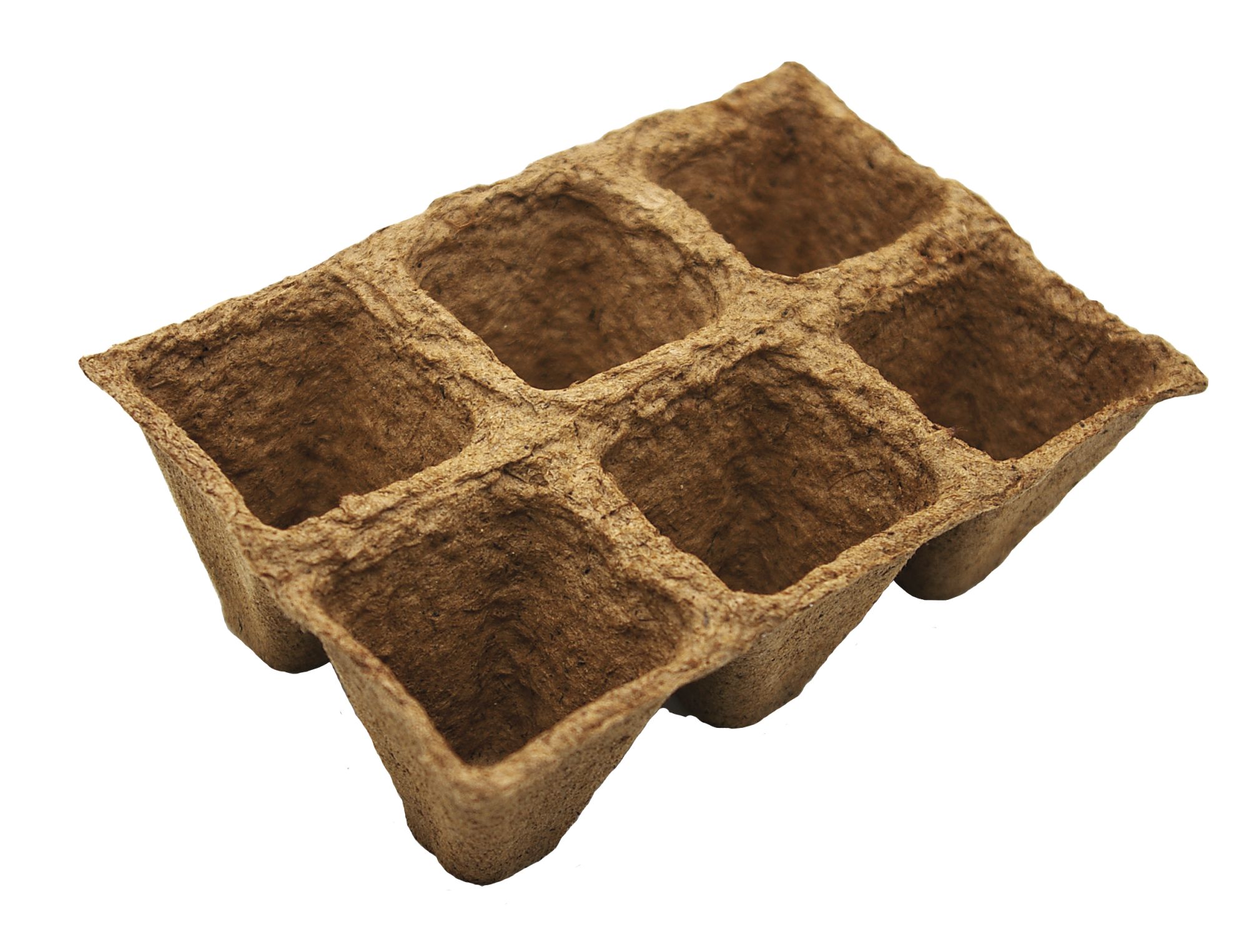 Macetas Cuadradas de fibra de madera  Bandeja de 6 macetas de 4,5 x 5 cm. | B2005