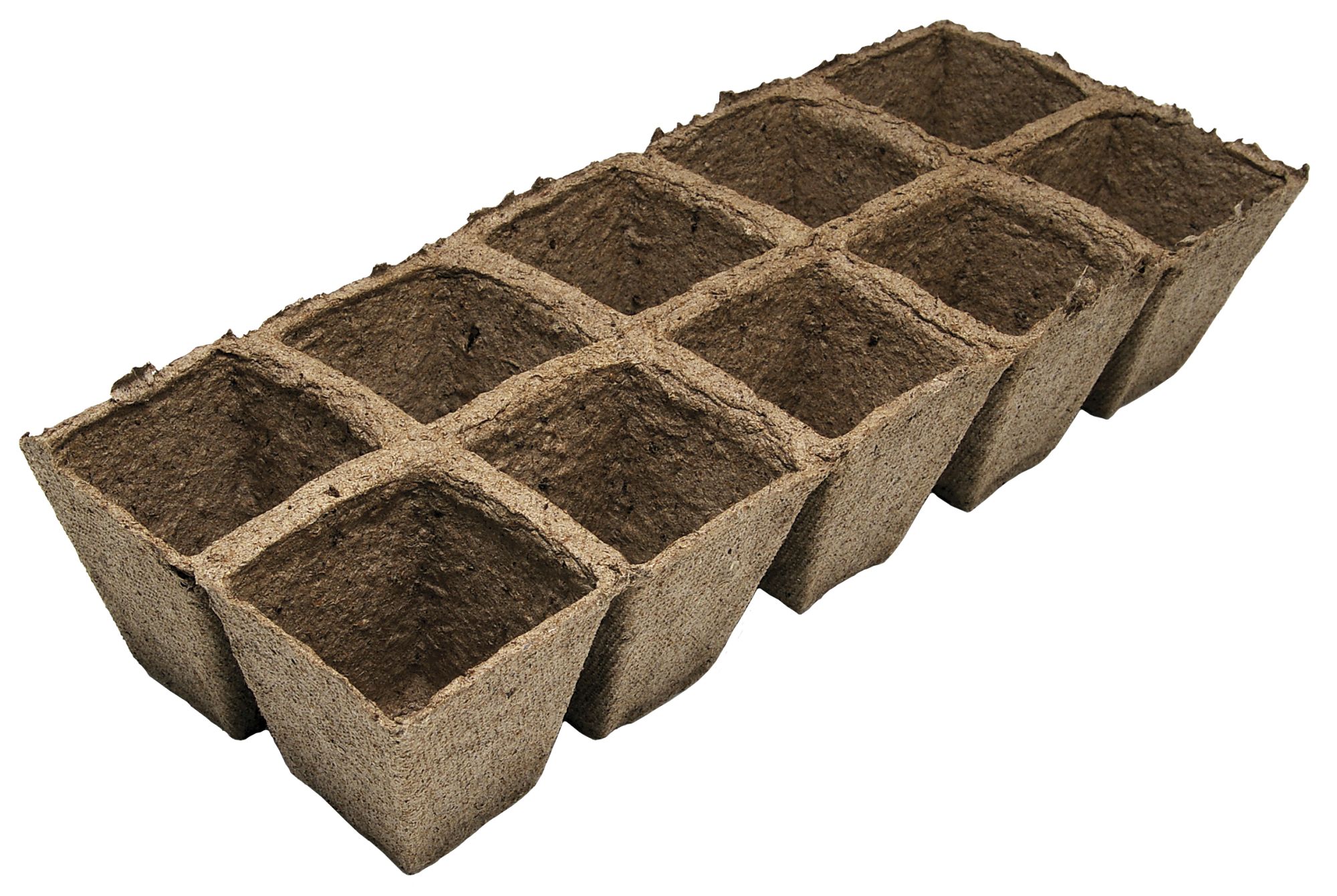 Macetas Cuadradas de fibra de madera Bandeja de 10 macetas de 5,5 x 5,5 cm. | B2006