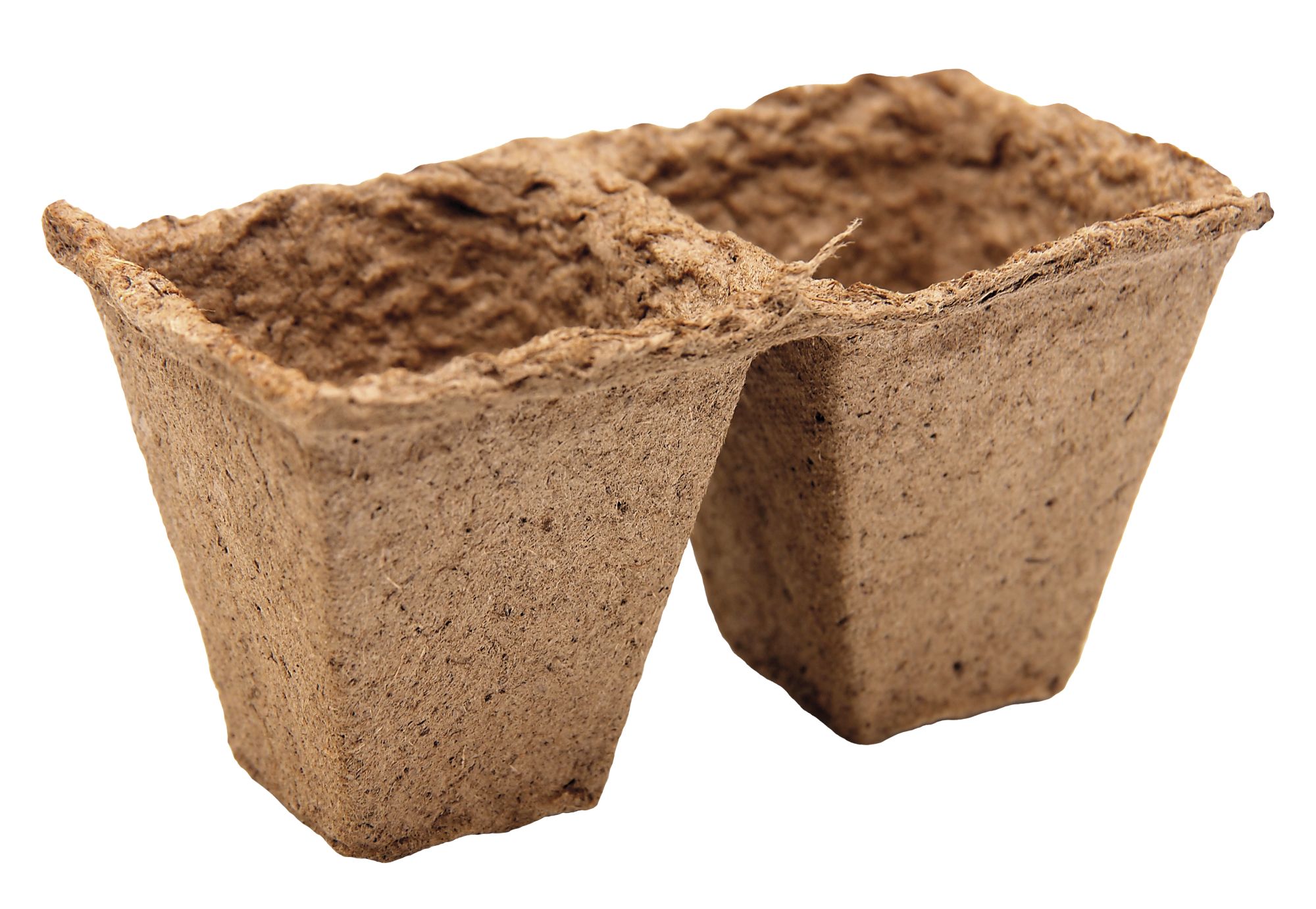 Macetas Cuadradas de fibra de madera  Bandeja de 2 macetas de 6 x 6 cm. | B2008