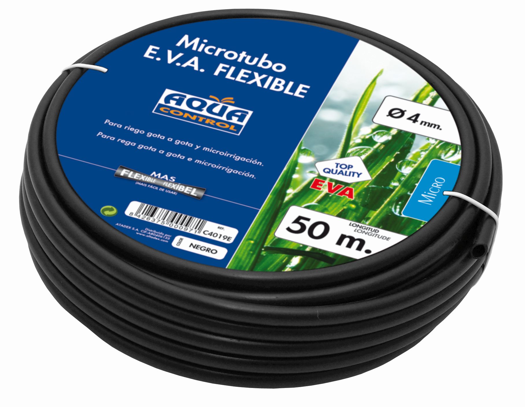 Tubería secundaria (microtubo) Ø 4 mm. de EVA flexible - color negro - 50 m. | C4019E