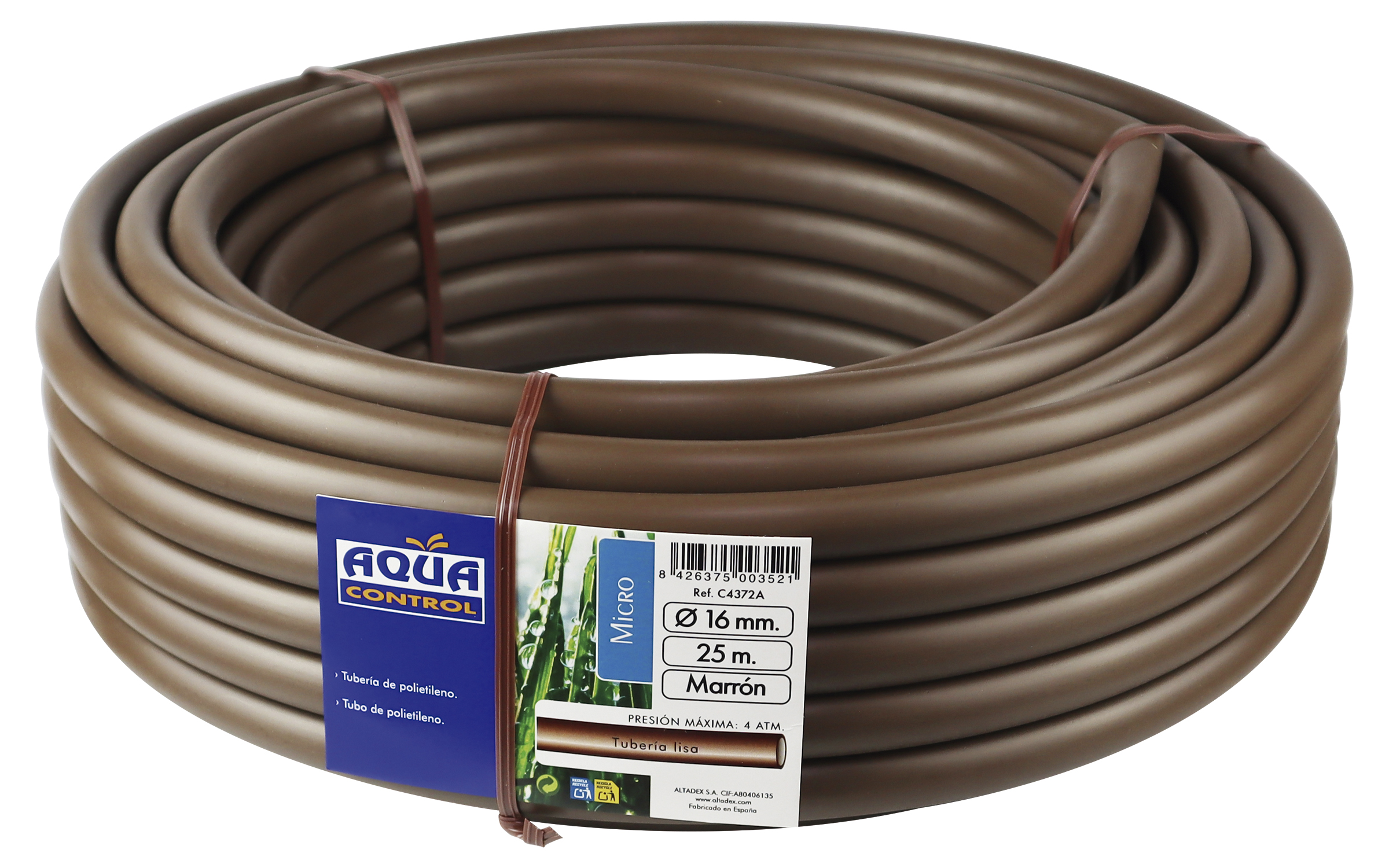 Tubería Ø 16 mm. de polietileno para riego por goteo color marrón oscuro - 25 m. | C4372A