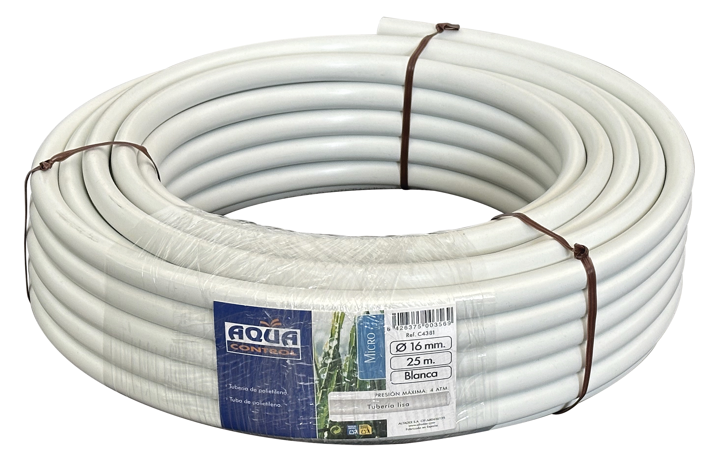Tubería Ø 16 mm. de polietileno para riego por goteo color blanco - 25 m. | C4381
